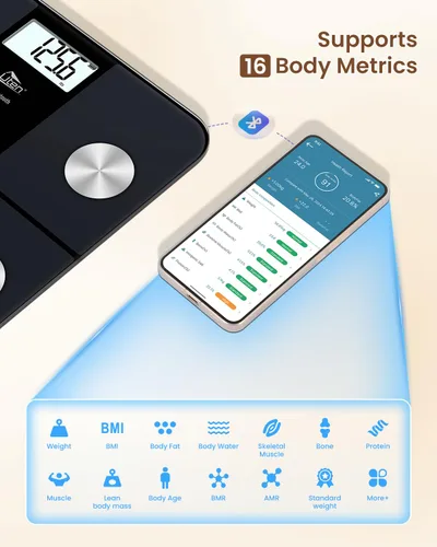 Vista 3 de Uten Smart Scale for Body Weight, Digital Bathroom Weighing Wireless Scales with Body Fat and Water Weight for People, Bluetooth BMI Electronic Body