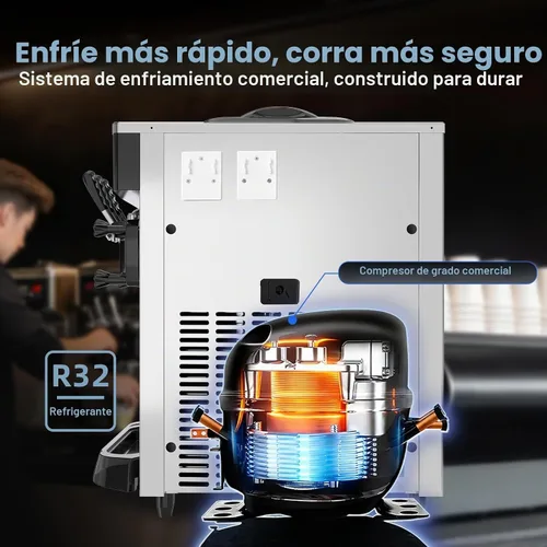 Vista 4 de GSEICE - Máquina comercial de helado suave para servir 3 sabores Plateado