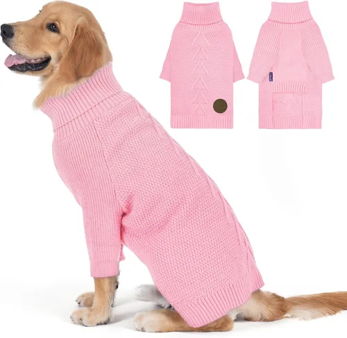 Vista 20 de cyeollo Suéter para perro pequeño, suéteres cálidos de cuello alto para perros pequeños, sudadera tejida para perrito con mangas, suéter de otoño e