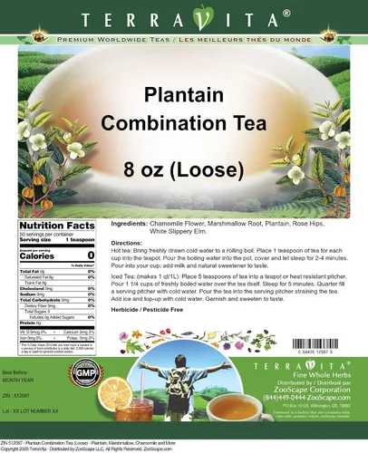 Vista 2 de Té combinado de plátano (suelto), liso, malvavisco, manzanilla y más (8 onzas, ZIN: 512587) - Paquete de 3