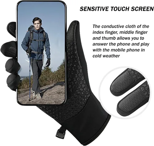 Vista 3 de CURELIX Guantes de invierno para hombres y mujeres, con pantalla táctil, cálidos, guantes térmicos para clima frío, para correr, ciclismo