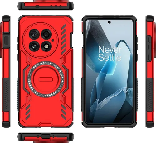 Vista 19 de Funda compatible con Motorola Edge 50, compatible con carga inalámbrica MagSafe [PC + TPU] 2 en 1 funda magnética protectora anticaída para Rojo