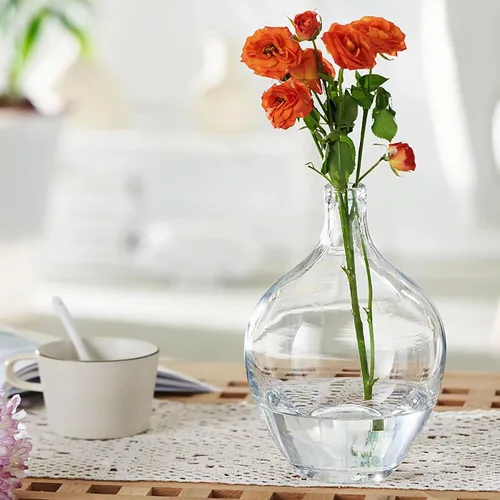 Vista 3 de Jarrón transparente para flores, florero de cristal para decoración del hogar, centros de mesa de cristal transparente para mesas, decoración