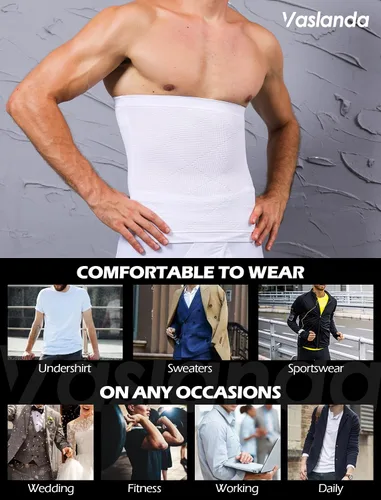 Vista 5 de Faja de compresión para hombre con control de abdomen, faja de compresión para adelgazar el cuerpo, faja de grasa para el vientre, banda