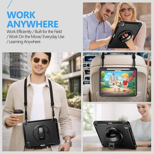 Vista 7 de Funda para iPad Pro 11 M5 2025/M4 2024: Funda protectora para iPad Pro de 11 pulgadas 5ª generación con protector de pantalla, soporte, asa y correa