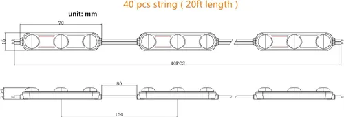 Vista 4 de Q QINGCHEN Módulo LED blanco cálido de 3000 K, 1.2 W, 12 V, sin entrada de polaridad, luz decorativa impermeable para letreros publicitarios