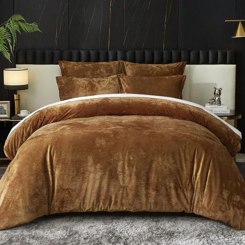 Vista 13 de Ivellow Queen Comforter Set 7 Pieces Bed in a Bag, Beige Velvet Comforter beige (7pcs-Beige)