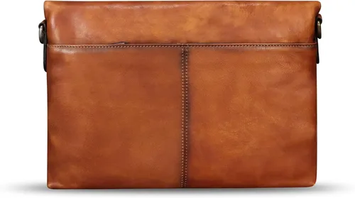 Vista 3 de IVTG Bolso bandolera de cuero genuino y bolso de mano para hombres y mujeres, bolso de hombro de cuero cruzado con correa