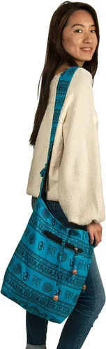 Vista 6 de Azul Patchwork hecho a mano Crossbody grande Hobo bolso de hombro Hippie Boho moda todos los días único