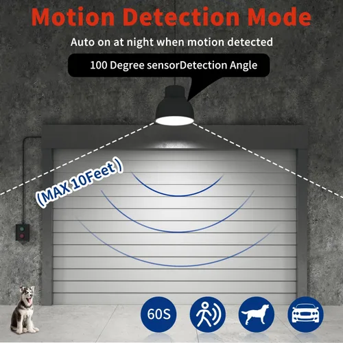 Vista 4 de NS Bombilla LED inteligente de 100 W con sensor de movimiento y atardecer a amanecer (16,000 lm 5000 K CRI 90 sin parpadeo) - Base E26/E39