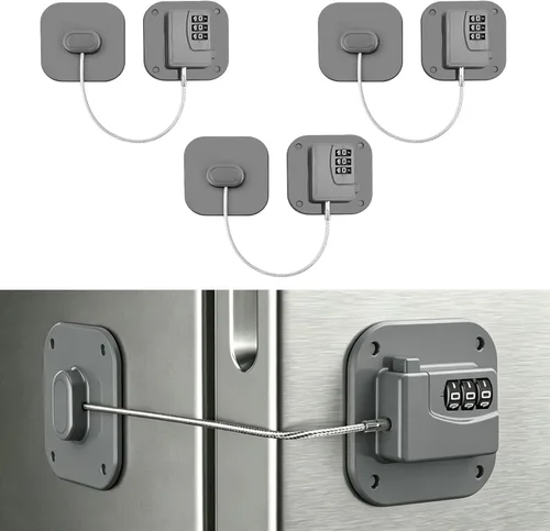 Vista 17 de Cerradura de refrigerador, cerraduras de refrigerador para niños, cerradura de congelador con combinación para refrigeradores, cajones, armarios