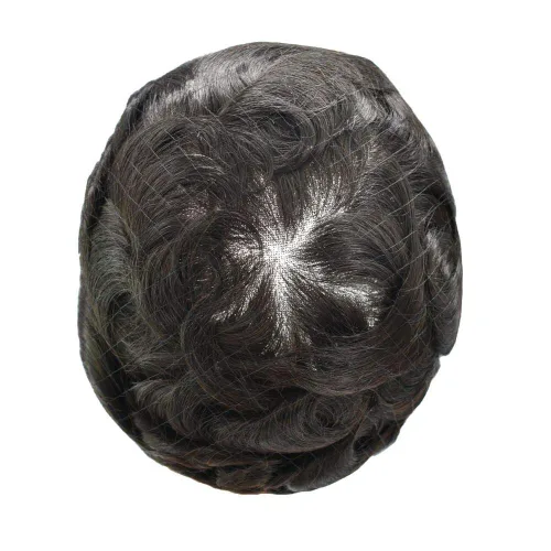 Vista 5 de Toupee de cabello humano para hombre, con base de encaje suizo, sistema de reemplazo de cabello, piezas de cabello, sistema de cabello de encaje
