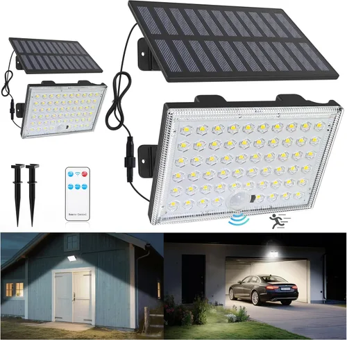 Vista 10 de LumiZen Luces solares para exteriores con sensor de movimiento, 3 modos de luces solares blancas frías, luces solares impermeables del atardecer al