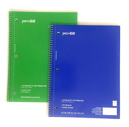 Vista 4 de Pen + Gear 1 Subject Notebook, Wide Ruled, 70 Sheets (Blue & Green) Encuadernación desconocida