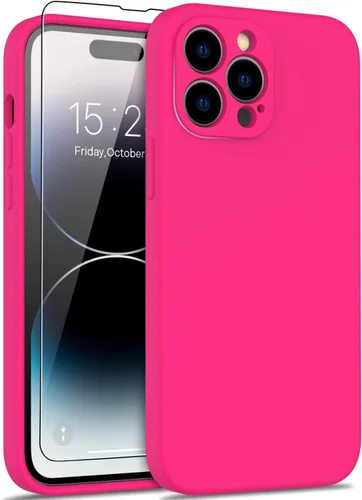 Vista 12 de DEENAKIN Funda compatible con iPhone 14 Plus con protector de pantalla, funda mejorada para cámara, goma de gel de silicona suave probada contra