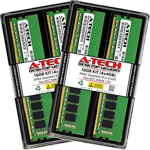 Vista 14 de A-Tech 4GB DDR4 2666 MHz UDIMM PC4-21300 (PC4-2666V) CL19 DIMM Non-ECC Desktop Módulo de memoria RAM