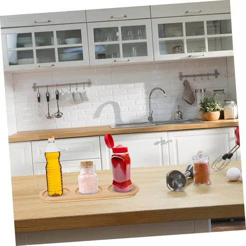 Vista 7 de TIDTALEO Portavasos de bambú para condimentos, bandejas de madera, bandejas para mesa de café Comida, bandeja de madera, bandeja de madera, base