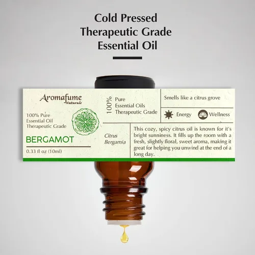 Vista 6 de AROMAFUME Aceite esencial de bergamota, aceites esenciales 100% naturales, de grado terapéutico, aceite de aromaterapia puro y calmante
