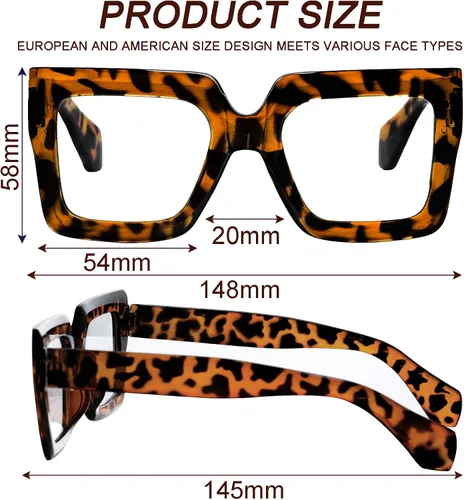 Vista 2 de hoyuwak Gafas de luz azul cuadradas de gran tamaño, 3 unidades, gafas