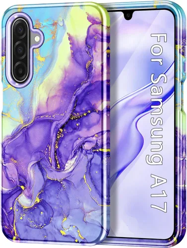 Vista 10 de Btscase Funda para Samsung Galaxy A16 5G, patrón de mármol 3 en 1, resistente a prueba de golpes, cuerpo completo, policarbonato duro y suave Rosa