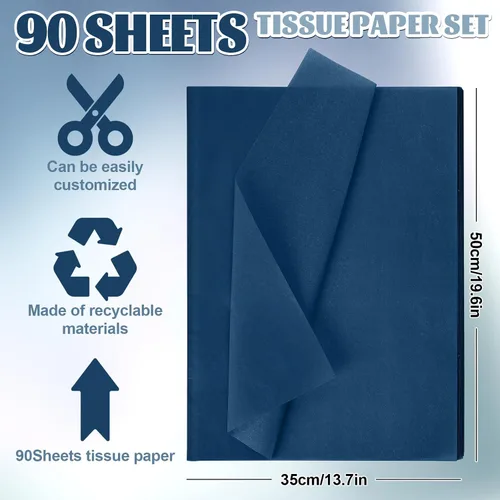 Vista 2 de Whaline 90 hojas de papel de seda azul polvoriento, papel de regalo azul degradado de 13.7 x 19.6 pulgadas, 6 colores sólidos para manualidades