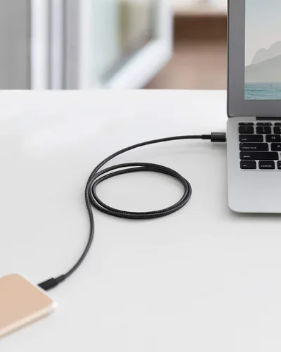 Vista 7 de Anker - Cable USB A a Lightning, certificado MFi (paquete de 1, 3.3 pies, negro)