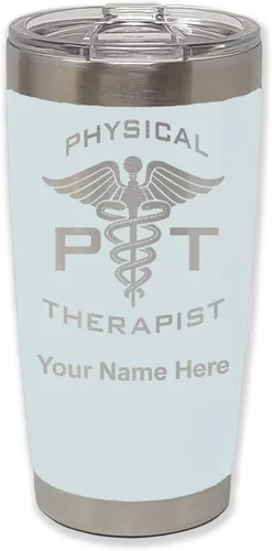 Vista 10 de LaserGram PT Physical Therapeut, vaso aislado al vacío de 20 onzas, grabado personalizado incluido (negro)