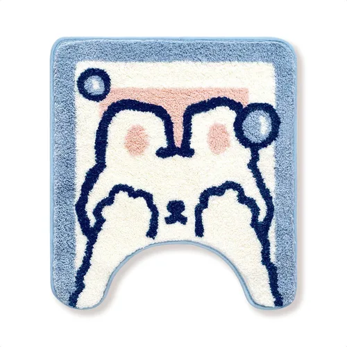 Vista 10 de Molesun Tapete de baño de conejo, extra suave y absorbente, lindo, lavable a máquina, tapete antideslizante de animales para bañera, ducha y baño