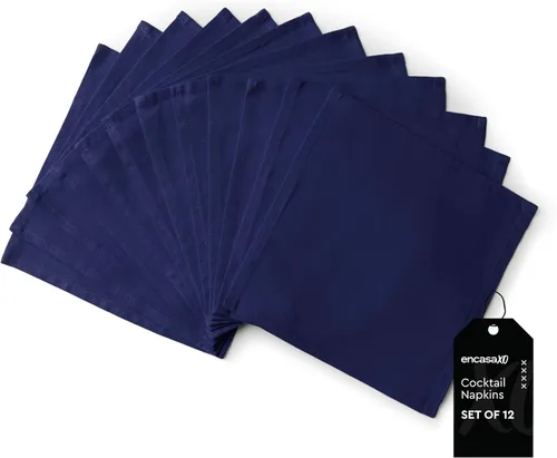 Vista 10 de Encasa XO Juego de 12 servilletas de tela de cóctel Servilletas de mesa de algodón puro Tamaño (9 x 9 pulgadas) B gris sólido Lavable a
