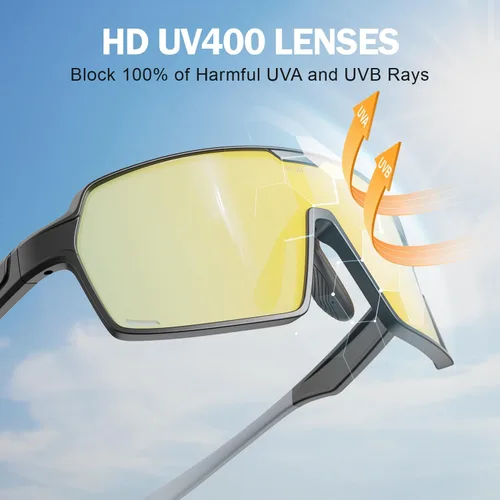 Vista 3 de Gafas de sol deportivas de ciclismo para hombres y mujeres, ideales para béisbol, pesca, correr, motocicleta, bicicleta, marco irrompible TR90