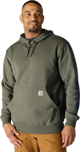 Vista 7 de Carhartt Sudadera de ajuste holgado para hombre con logotipo en la manga, de peso medio, gráfica, liquidación Terreno ámbar