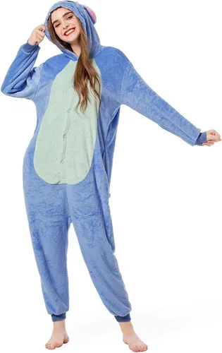 Vista 6 de Grilong Disfraz de mameluco de punto de Halloween unisex para adultos, pijamas de punto