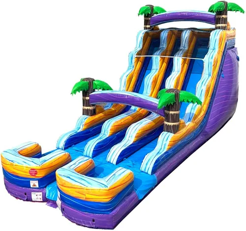 Vista 10 de TentandTable Tobogán acuático inflable de doble carril para niños y adultos, diversión acuática gigante de grado comercial, incluye soplador de aire