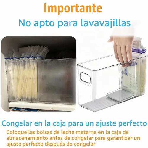 Vista 2 de Recipiente de almacenamiento de leche materna con tablas separadoras en forma de L, los divisores aplanarán las bolsas de leche materna de pie