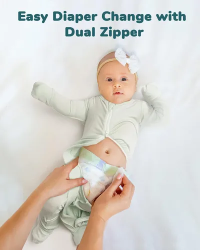 Vista 6 de SnuggleFlex - Pijama con pies para bebé con puños de manopla, rayón de bambú suave