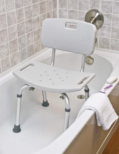 Vista 4 de Lumex Platinum Collection - Silla de ducha y baño con respaldo y ajuste de altura sin herramientas, 7921R-1