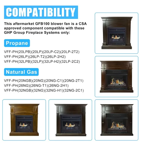 Vista 2 de Ventilador de chimenea GFB100 para estufa de chimenea de gas sin ventilación y sin ventilación GFB100, ventilador de chimenea sin ventilación