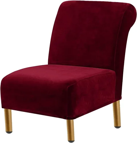 Vista 12 de Funda para silla decorativa sin brazos, de terciopelo elástico, extraíble, lavable, protector moderno de muebles con parte inferior elástica