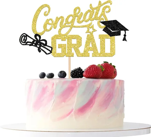 Vista 19 de Rsstarxi 1 paquete de decoración de pastel con purpurina para la clase de 2026, decoraciones de graduación 2026, tapa de felicitaciones