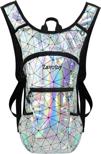 Vista 10 de Zavothy Rave Hydration Backpack with 3L Bladder, Colorful Festival Hydration Pack with Side Pockets, Lightweight Water Backpack for EDM, Music