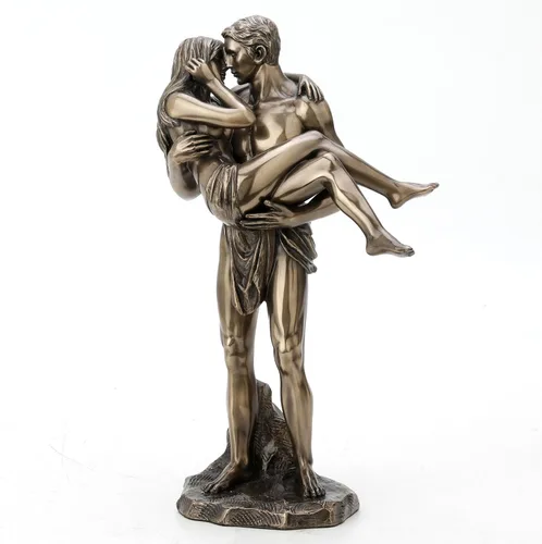 Vista 7 de Veronese Design 11 3/8 pulgadas los amantes nupcial llevan la escultura desnuda artística del final del bronce antiguo de la resina del molde en frío