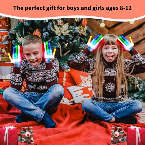 Vista 6 de GLEDLOVES Guantes LED, juguetes divertidos para adolescentes, niños y niñas de 12 a 16 años con 6 modos de flash, regalos para niños de 12, 13, 14