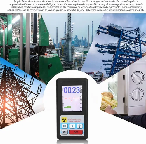 Vista 7 de Geiger profesional detector de radiación nuclear portátil beta gamma dosímetro de rayos X con pantalla LCD ±10% recargable para inspección