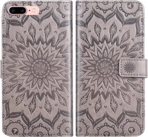 Vista 5 de Funda de teléfono para iPhone 7plus 8plus 7/8 Plus Funda tipo cartera con protector de pantalla de vidrio templado, funda de cuero con tapa