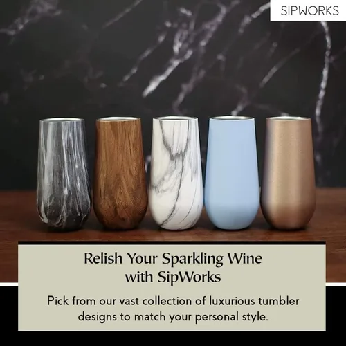Vista 8 de Sipworks Vaso de vino de acero inoxidable de 8 onzas con aislamiento al vacío de doble pared, resistente a derrames, inastillable, para viajes