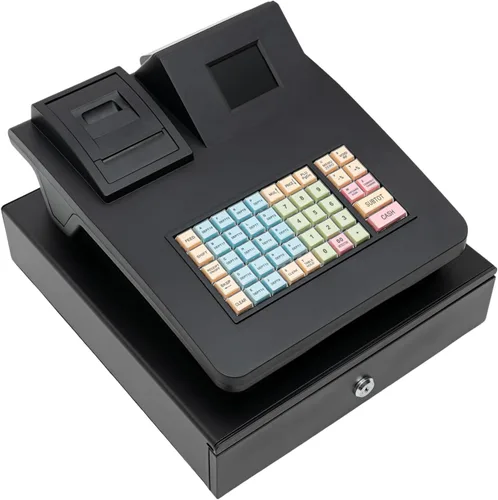 Vista 4 de DYNAMI Caja registradora comercial, caja registradora electrónica de 48 llaves con cajón de efectivo y monedas, pantalla de doble cara, impresión