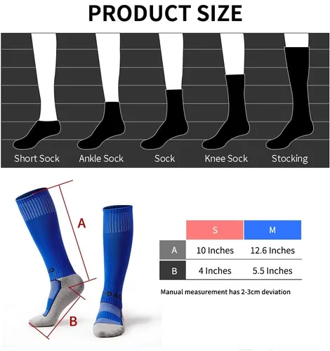 Vista 4 de 5 pares de calcetines de fútbol para niños y niñas, tubo alto, calcetines de fútbol atléticos de rodilla larga (4-18 años)