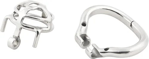 Vista 8 de TERNENCE Jaula de castidad masculina de tamaño pequeño, diseño ergonómico, anillo con bisagras, jaula de pene bloqueo para adultos, juguetes