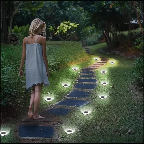 Vista 8 de INCX Luces solares de tierra, paquete de 10 luces solares impermeables para exteriores, luces solares de jardín, iluminación de paisaje para patio