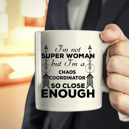 Vista 5 de Taza de regalo de la camiseta del Coordinador del Caos de las mujeres de Super Women Jefes gerentes administración gobernador hombres mujeres